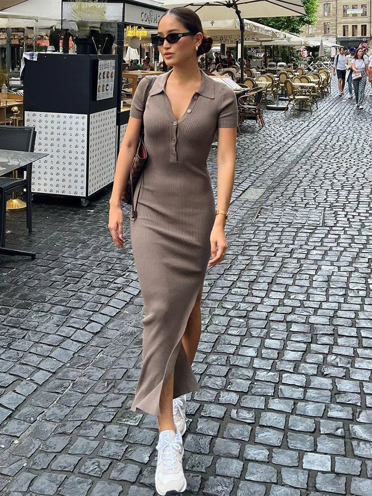 Color Solid Sleeveless Midi Dress