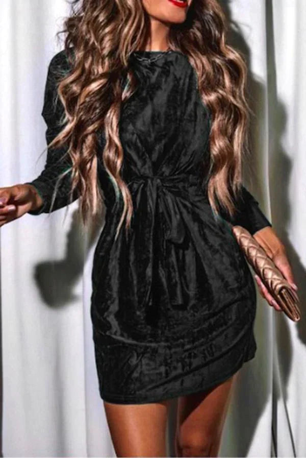 Round Fernanda Neck Mini Dress for Women Trendy Daily Look