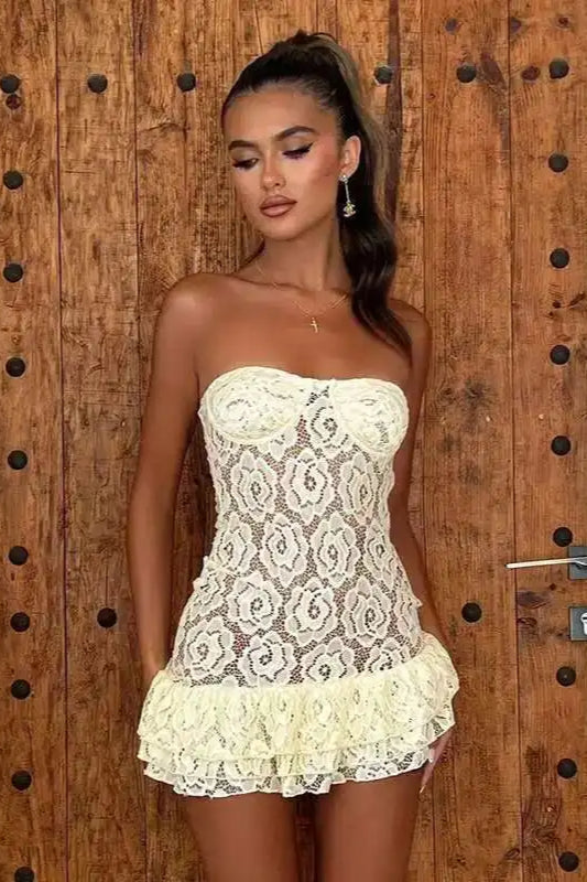 Strapless Lace Mini Dress