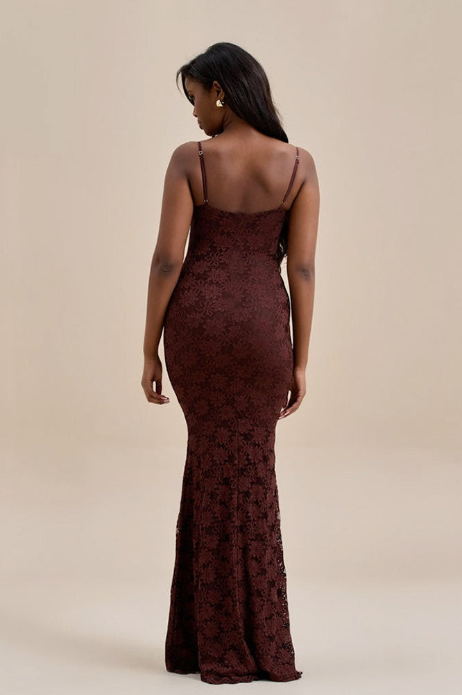 Backless Edition Bodycon Cami Maxi Lace Dress