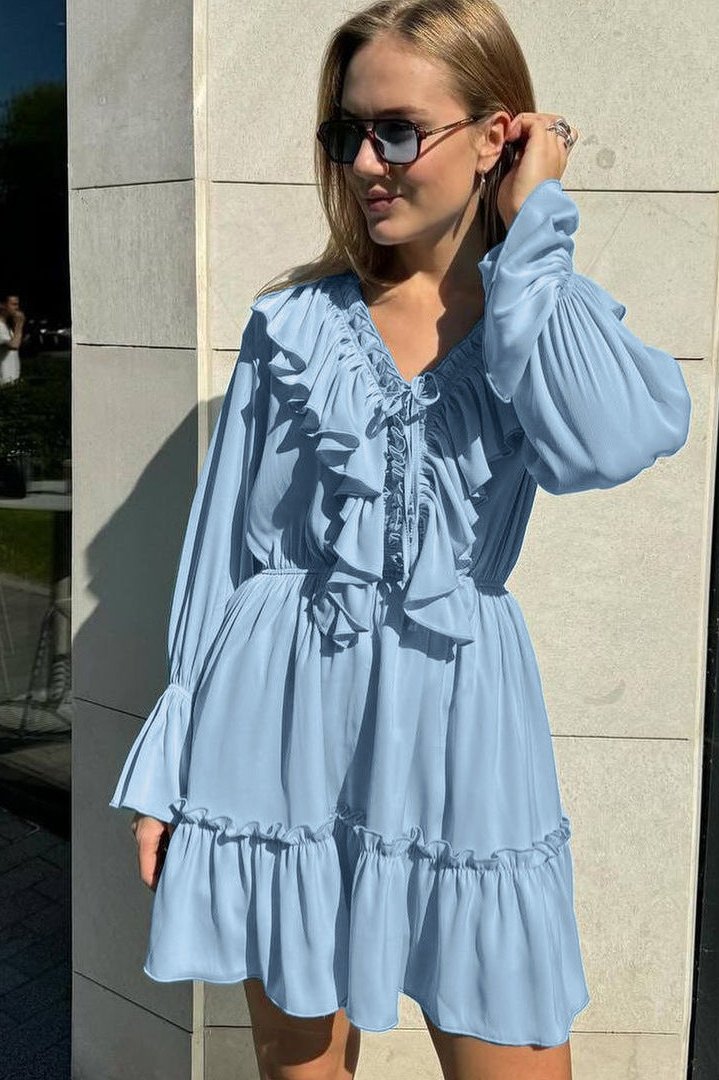 Breeze Amelia Ruffle Long Sleeve Mini Dress