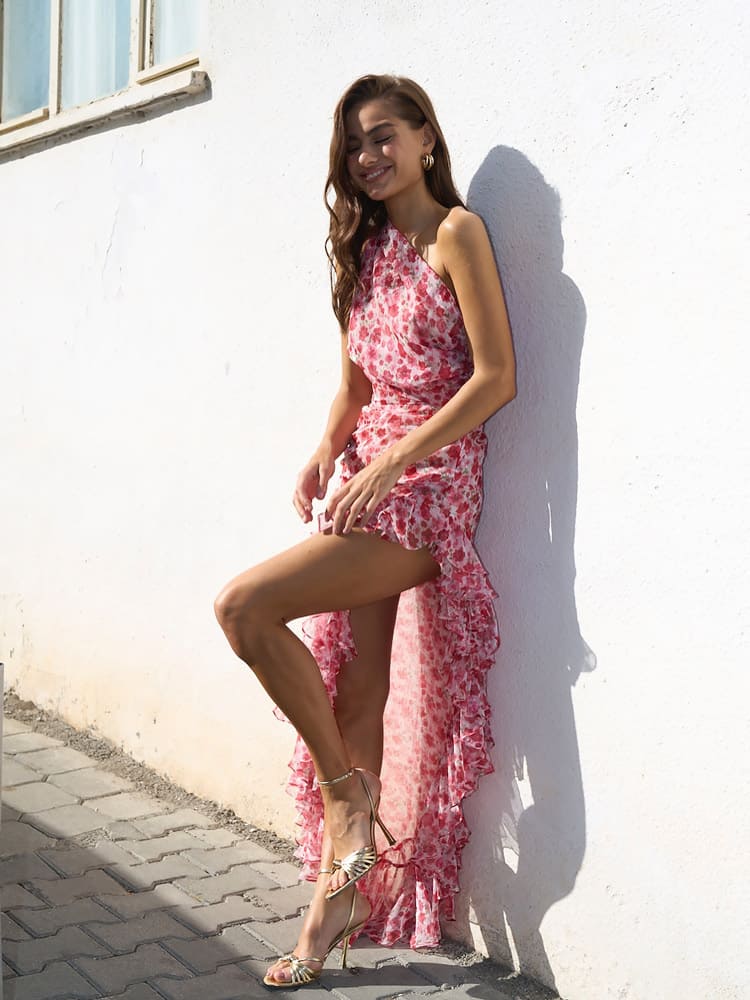 Emberly Flower Halter Neck Dress