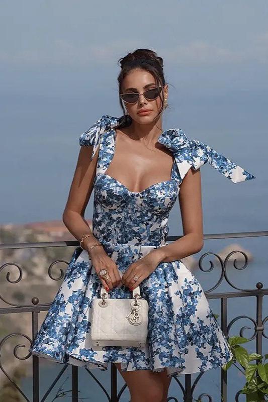 Capri Bloom Bloom Bow Tie Mini Dress