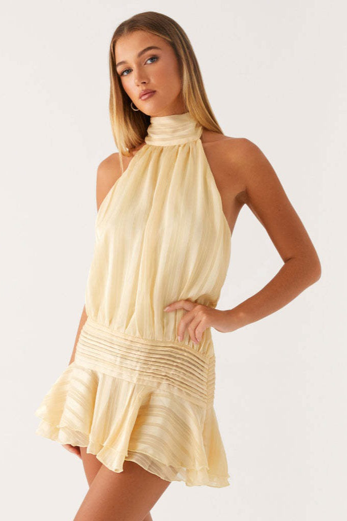 Tie Sleeveless Back Mini Vacation Dress