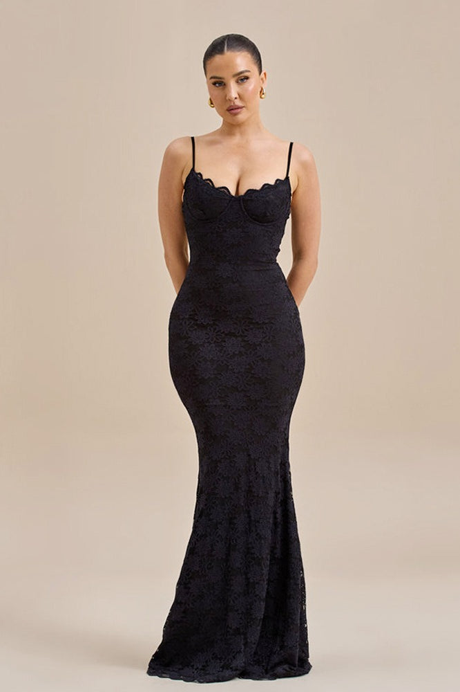 Backless Edition Bodycon Cami Maxi Lace Dress