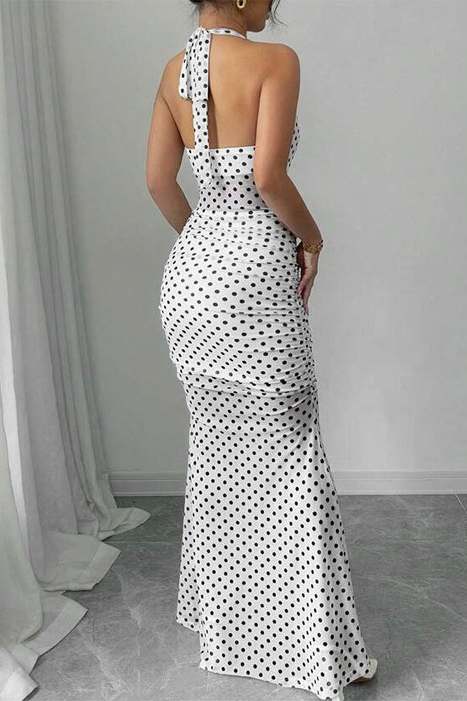 Polka Edition Dot Backless Cami Mesh Maxi Dress