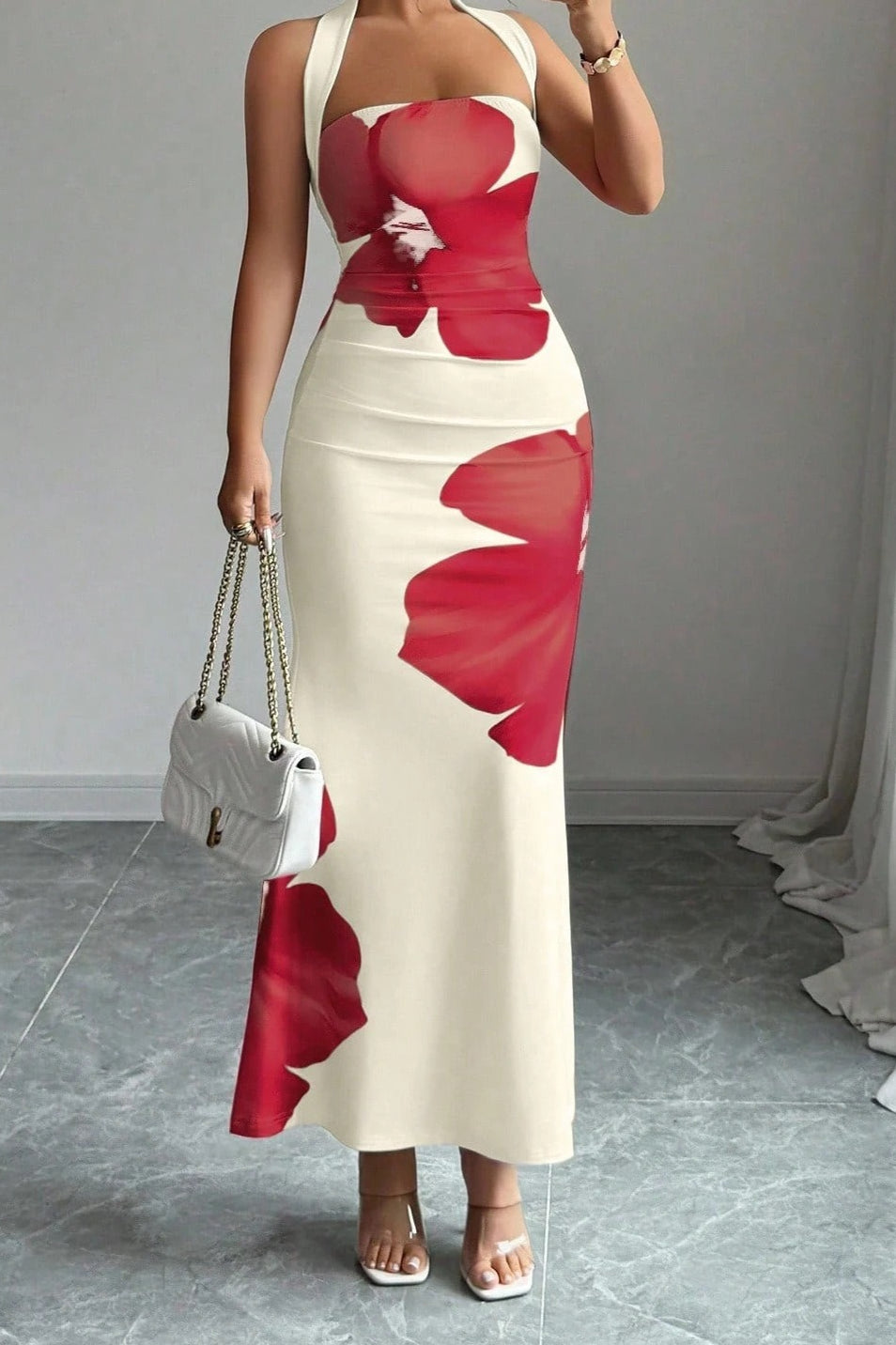 Halter Printed Bodycon Vacation Dress