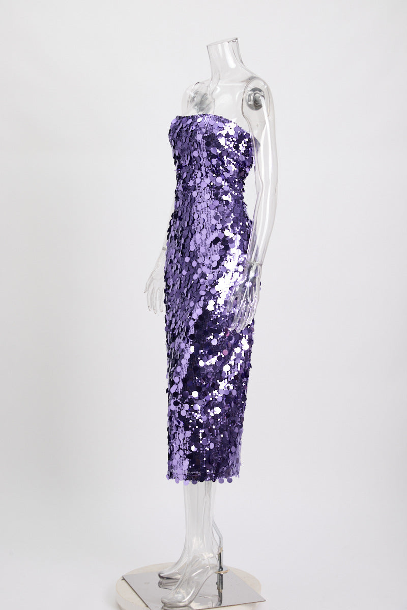 Sequined Babe Midi Dress Purple
