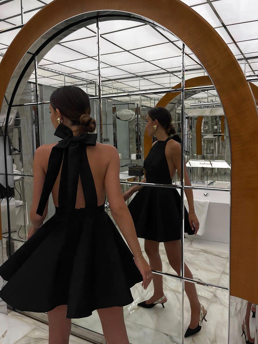 Gate Bow Mini Dress Black