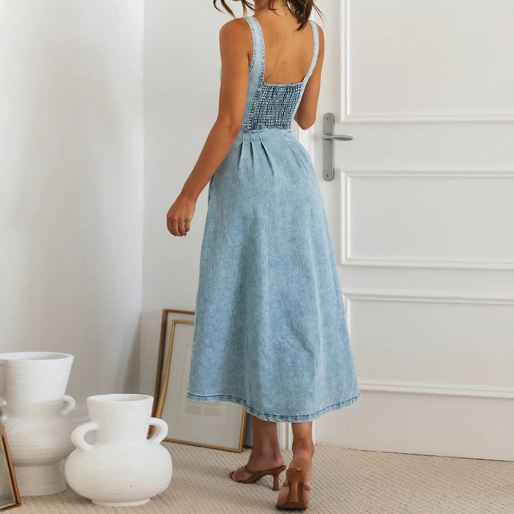 Lush Denim Midi Dress Blue