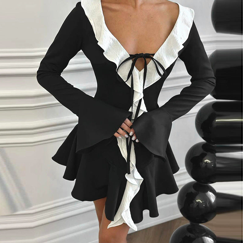 Charm Ruffle 2.0 Mini Dress Black