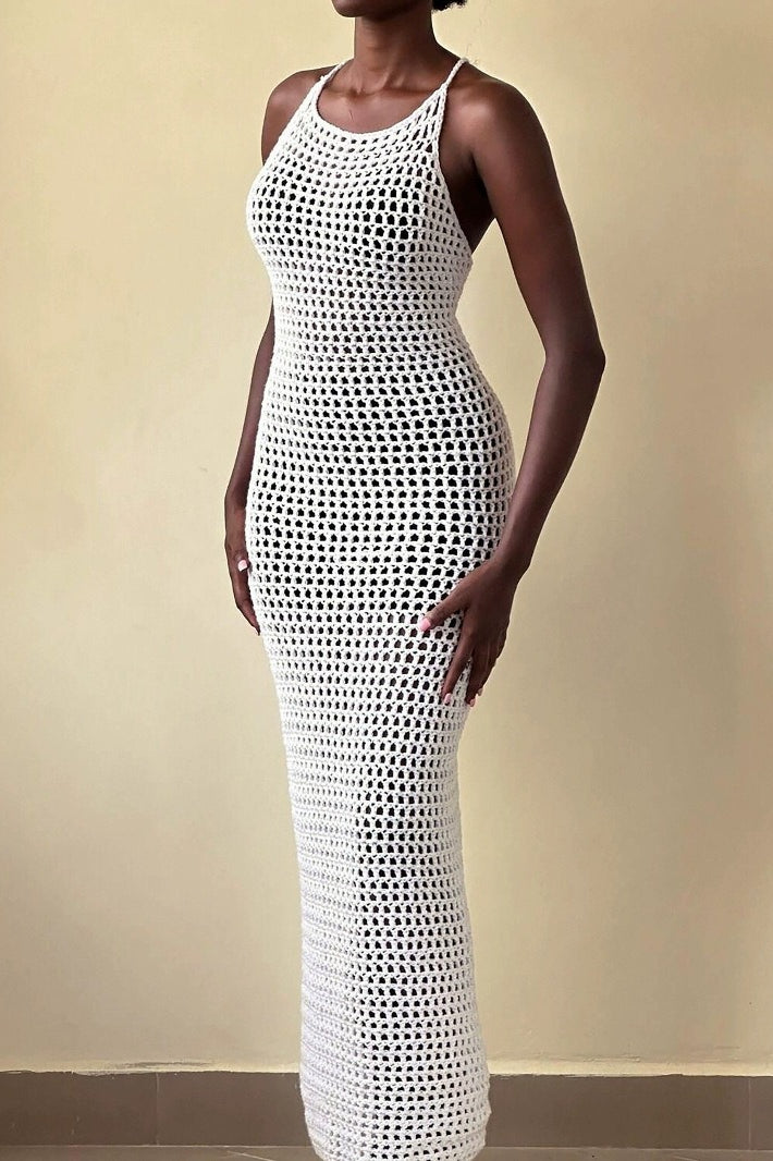 Beach Edition Vacation Knit Cut Out Cover Up Maxi Sweater Dress