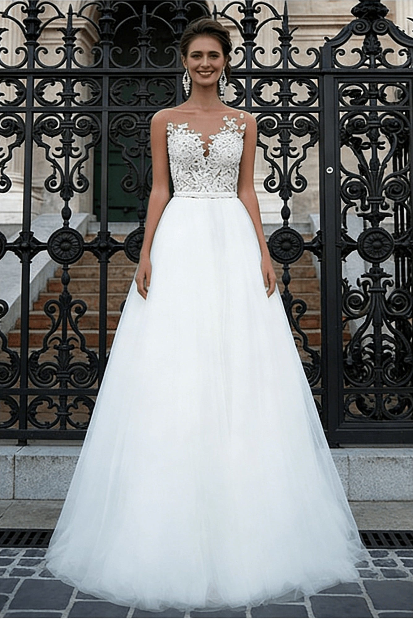 Graceful Minimalist Lace Wedding Dress