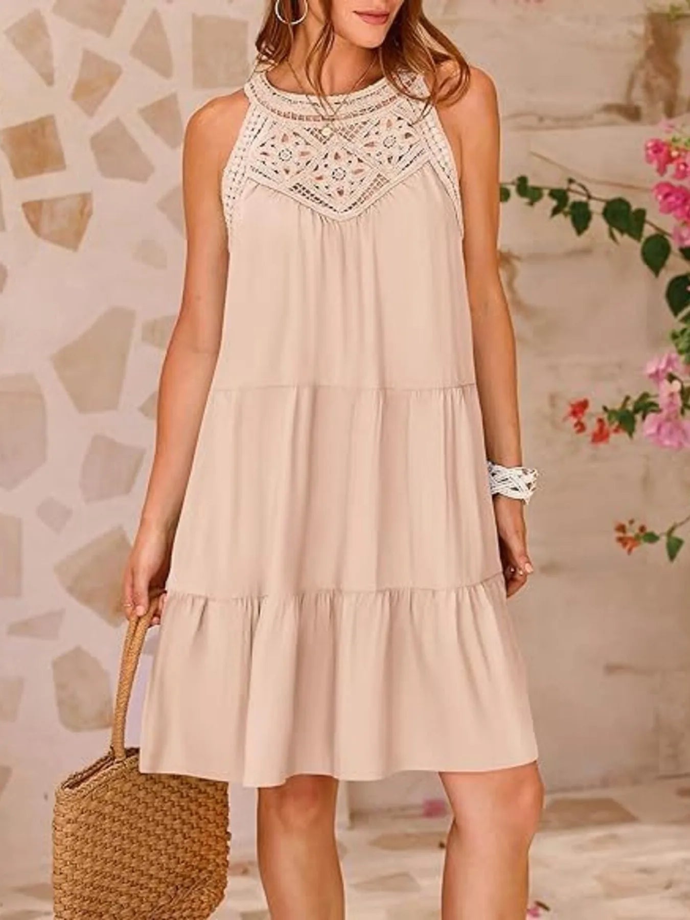Minimalist Desiree Sleeveless Lace Mini Dress Elevated Occasion Wear
