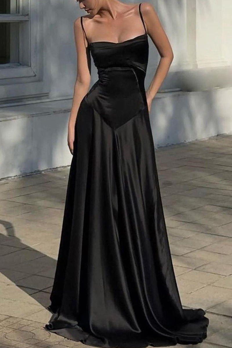 Chic Cami Slim Fit Back Tie Long Prom Dress