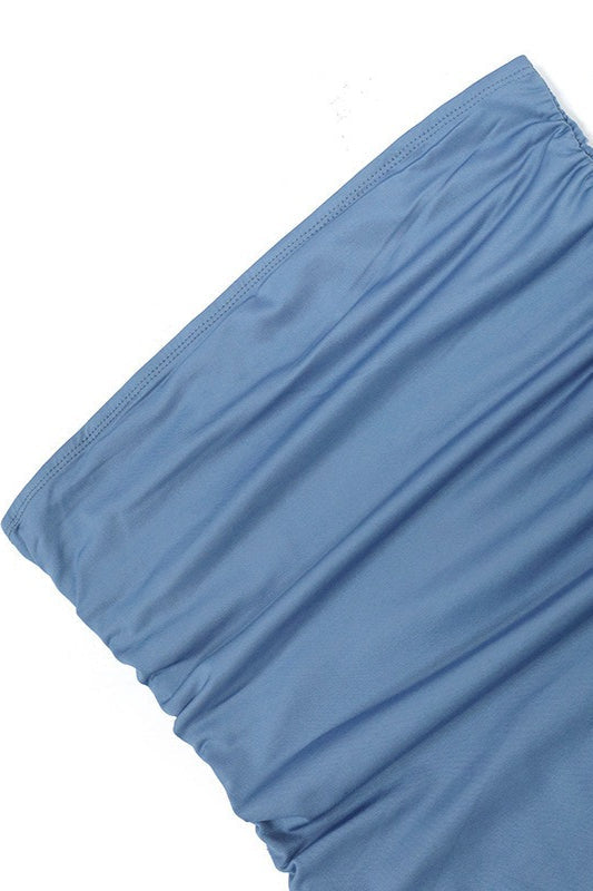 Ruffle Strapless Beach Vacation Dress