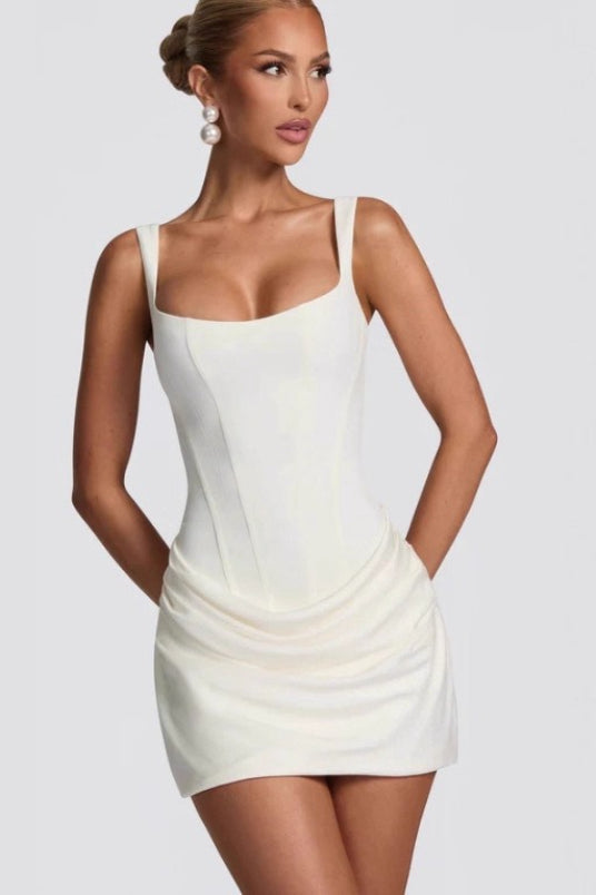 Strapless Strap Mini Tie Chic Bodycon Mini Dress