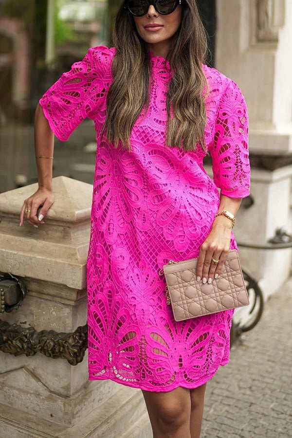 Aesthetic Fiorella Reason To Smile Crochet Lace Mini Dress Evening Wear Edit