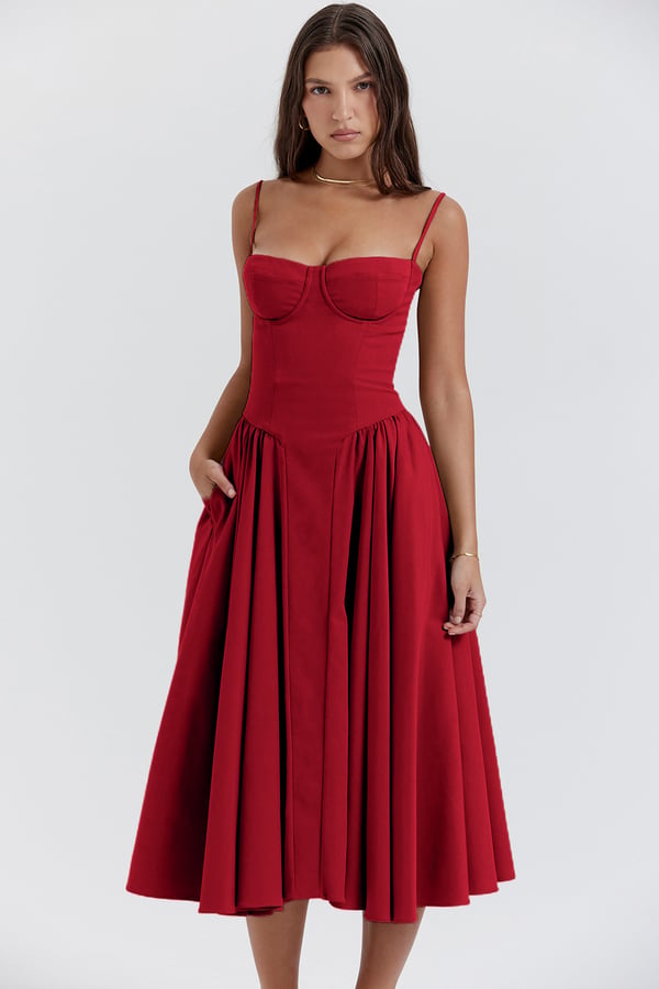 | Nina Sleeveless Corset Midi Dress