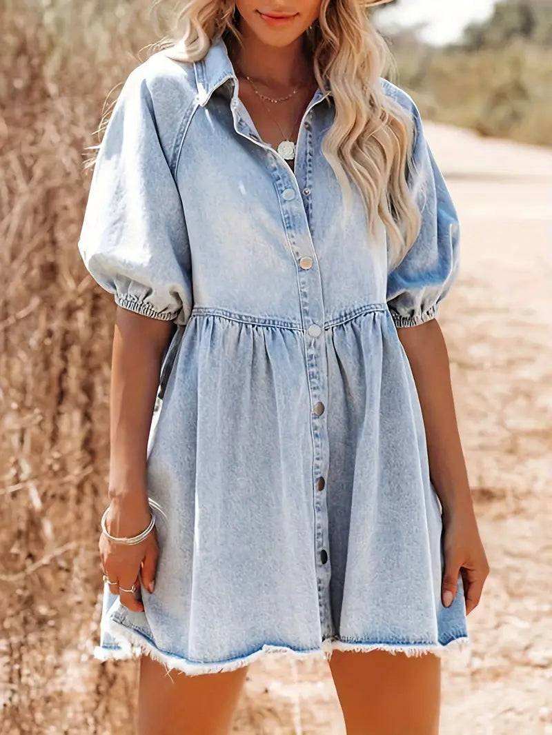 Aesthetic Alessia Mini Dress Made of Cotton Denim Designer Edit
