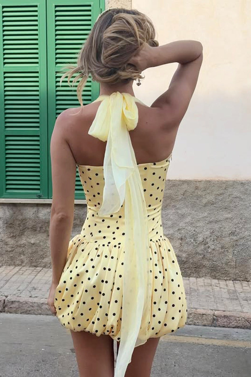 Dot Polka Halter Tie Mini Dress