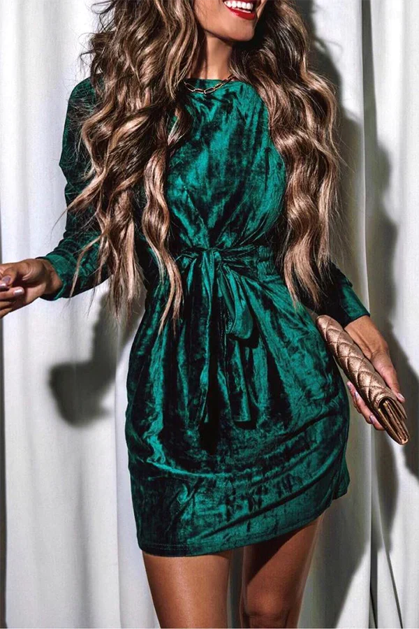 Round Fernanda Neck Mini Dress for Women Trendy Daily Look
