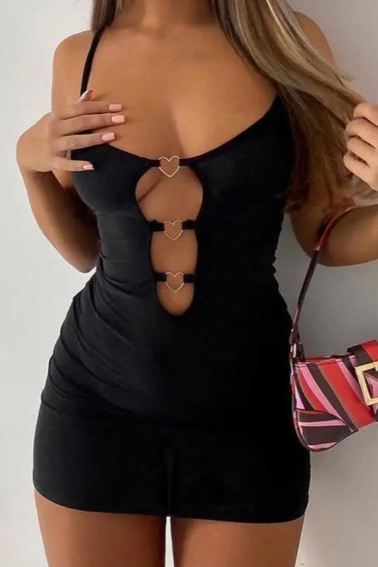 Cutout Heart Halter Mini Dress