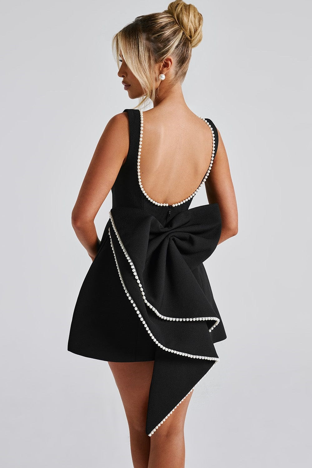 Bowknot Cecila Pearl Backless Mini Dress