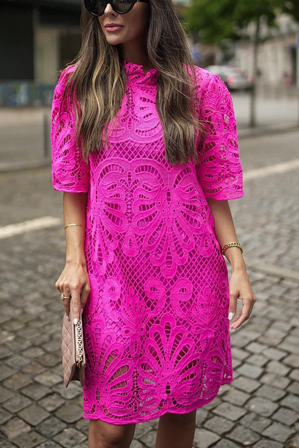 Aesthetic Fiorella Reason To Smile Crochet Lace Mini Dress Evening Wear Edit