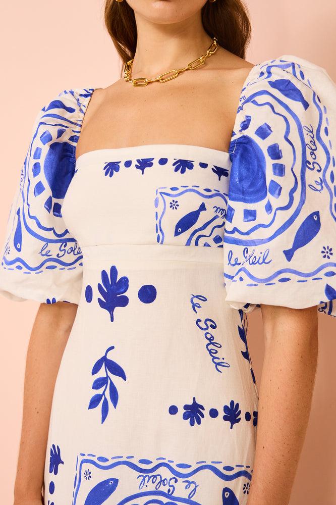 Puff Mediterranean Sleeve Midi Dress