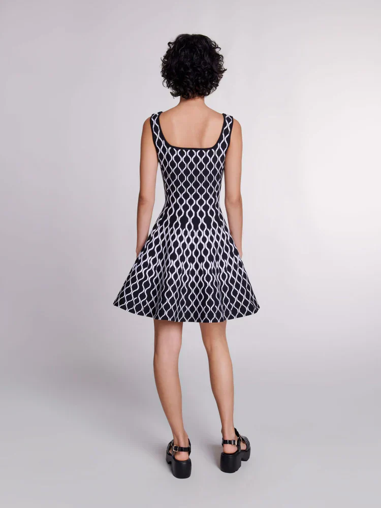 Abstract Mona Print Square Neck Mini Knit Dress