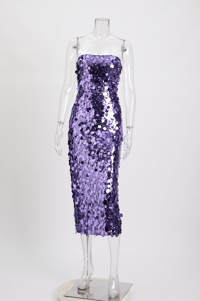 Sequined Babe Midi Dress Purple