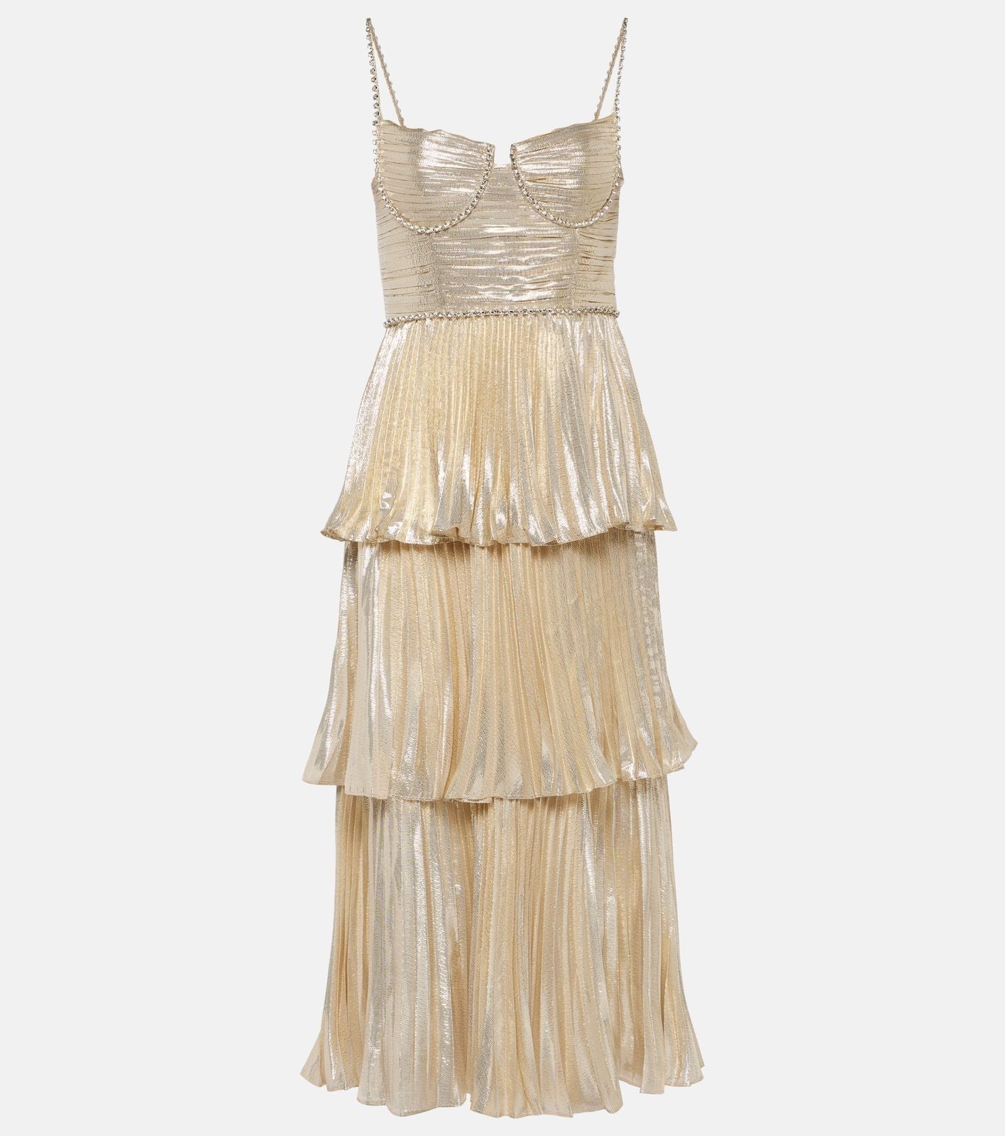 Ruffle Party Midi Dress Champagne