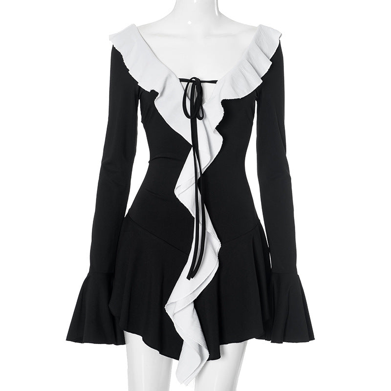 Charm Ruffle 2.0 Mini Dress Black