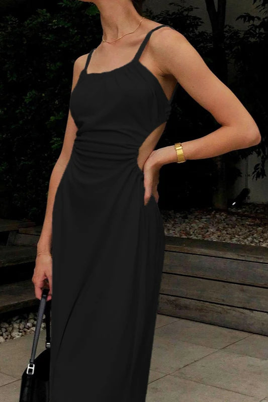 Up Lace Backless Midi Dress