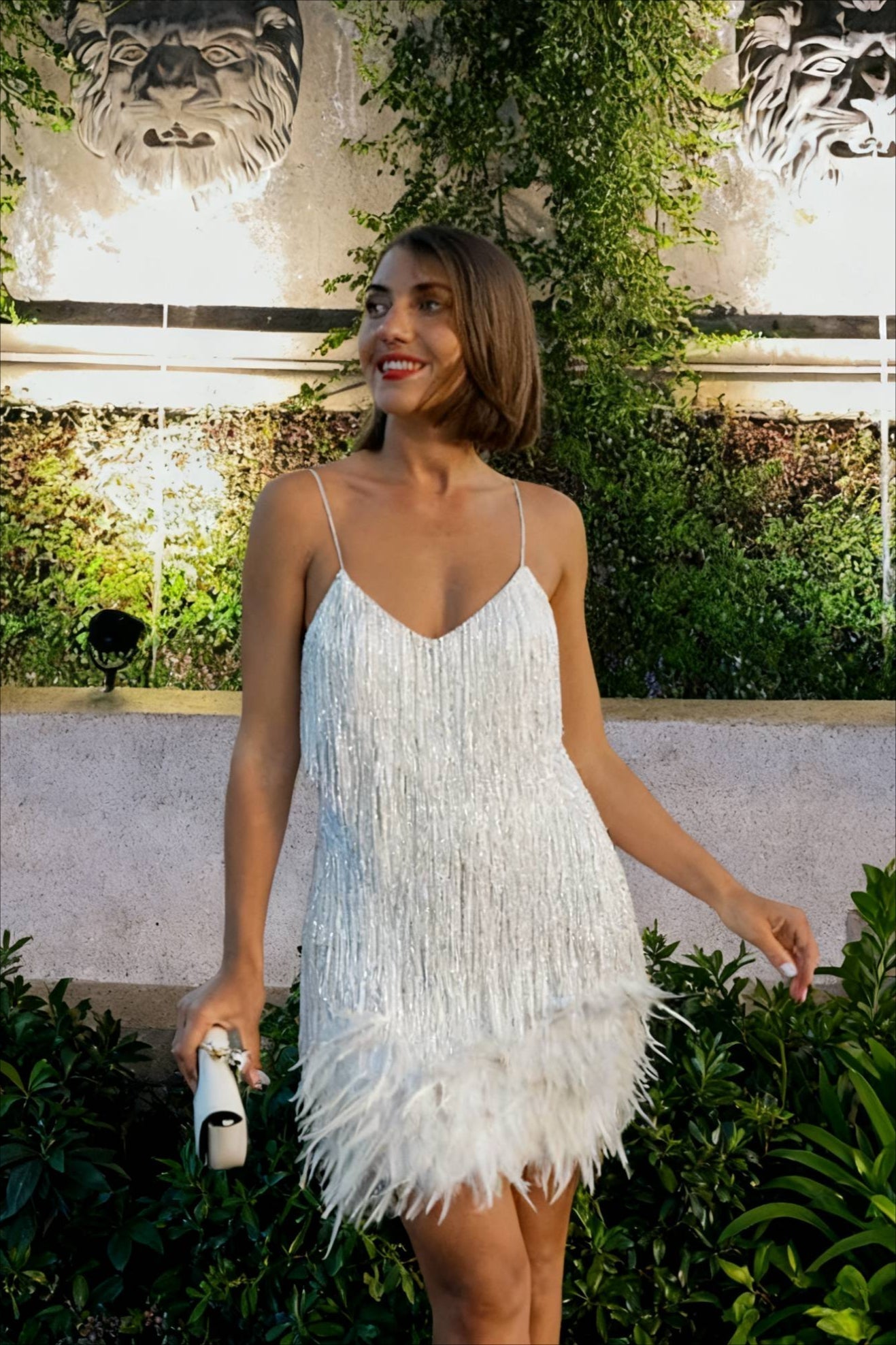 Sequin Tassel Feather Splicing Dress