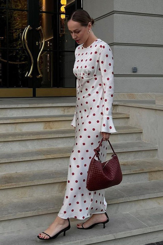 Polka Edition Dot Print Flare Sleeve Maxi Dress