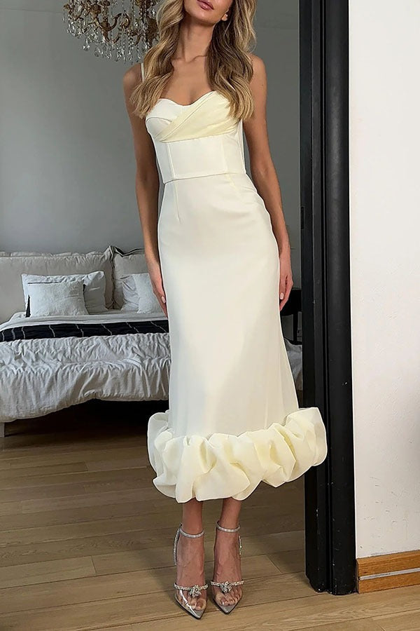 Chic Solid Spaghetti Strap Ruched Maxi Prom Dress