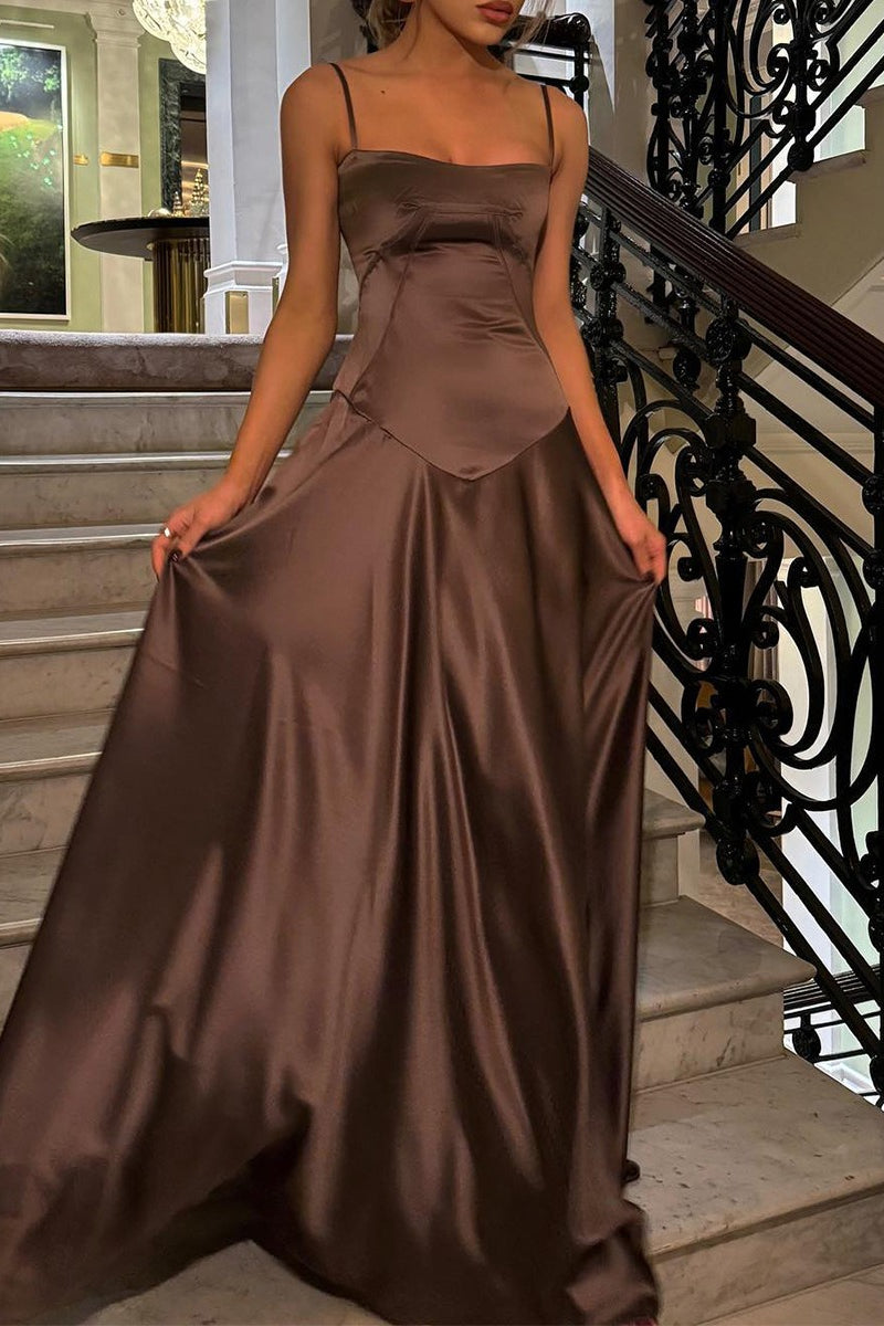 Chic Cami Slim Fit Back Tie Long Prom Dress