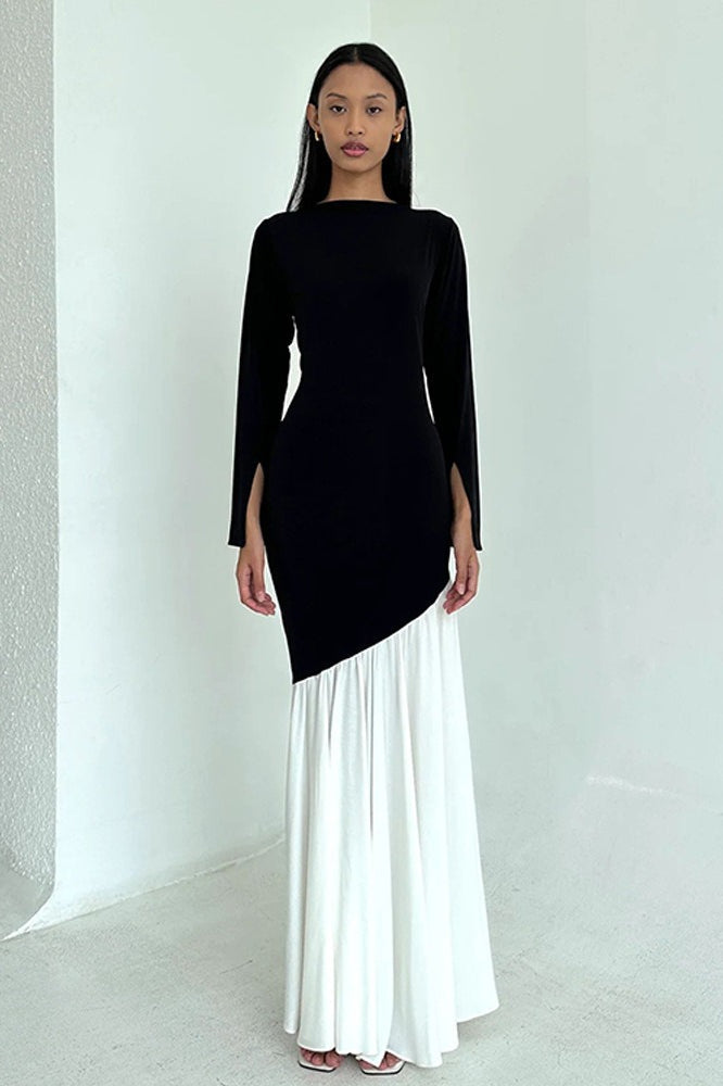 Bodycon Edition Ruched Patchwork Maxi Dress