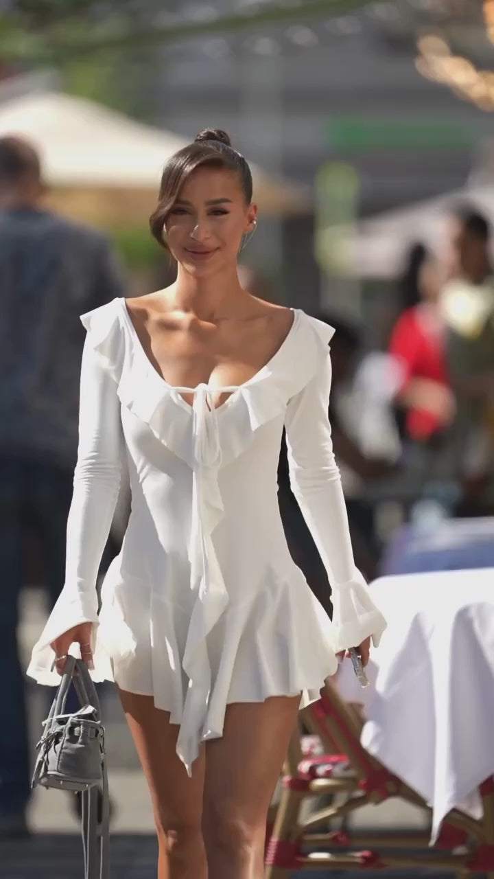 Charm Sienna Ruffled Bell Sleeve Mini Dress