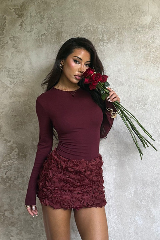Long Sleeve Botanical Mini Dress