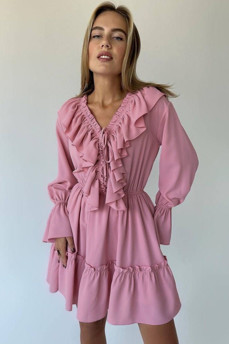 Breeze Amelia Ruffle Long Sleeve Mini Dress