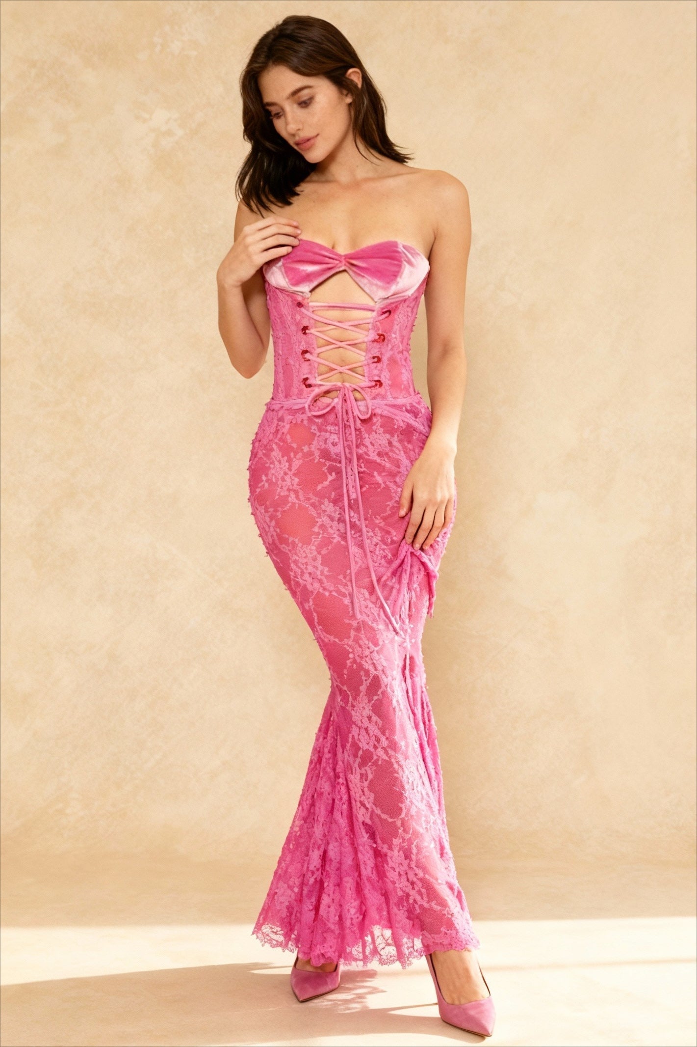 Laceup Backless Bodycon Maxi Dress