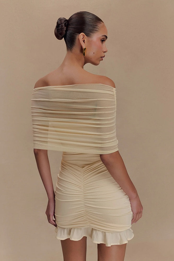Ruched Strapless Bodycon Mini Dress