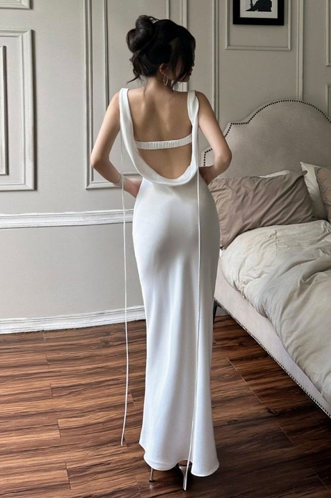Satin Edition Halter Mermaid Maxi Silk Dress