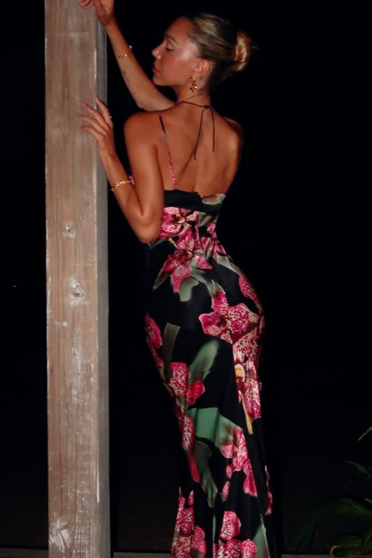 Graceful Bodycon Printed Maxi Silk Dress