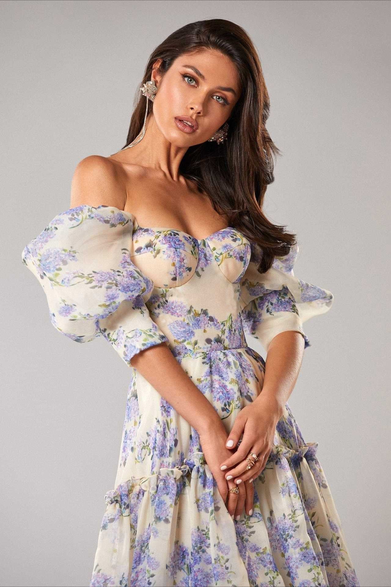 Off Shoulder Flowy Graceful Long Prom Dress