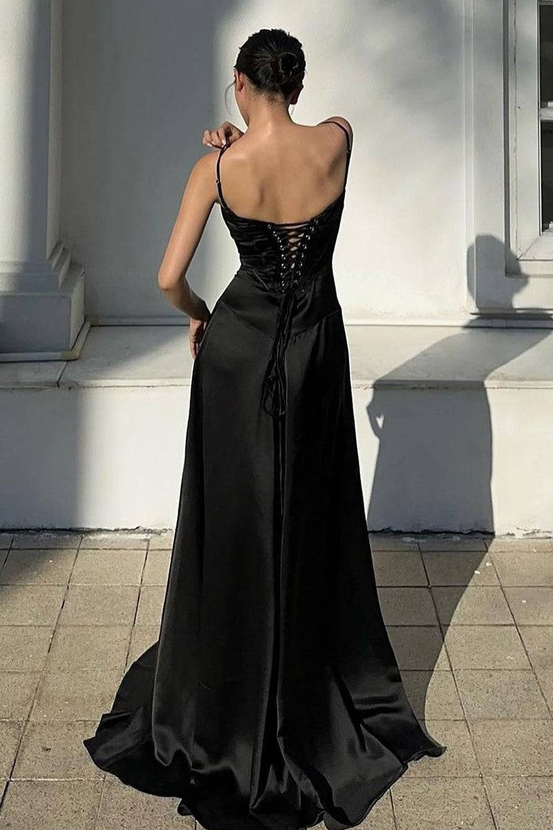 Chic Cami Slim Fit Back Tie Long Prom Dress