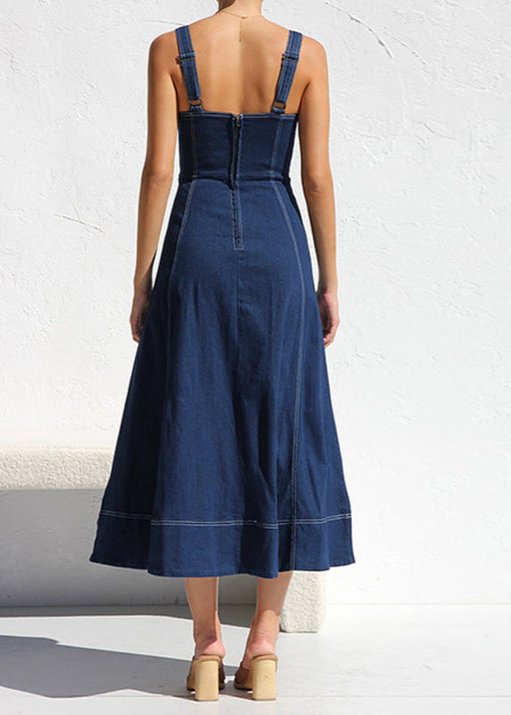 Indigo Santorini Denim Button Down Midi Dress